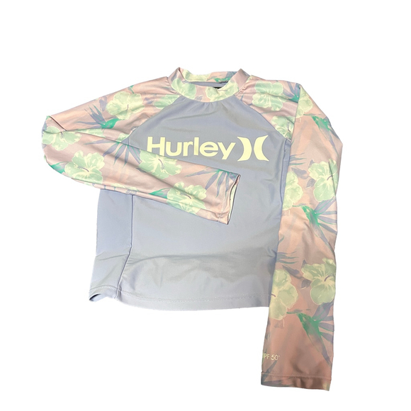 Hurley UPF 50+ Rash Guard - Girl's M - Floral Long Sleeve - Picture 2 of 6
